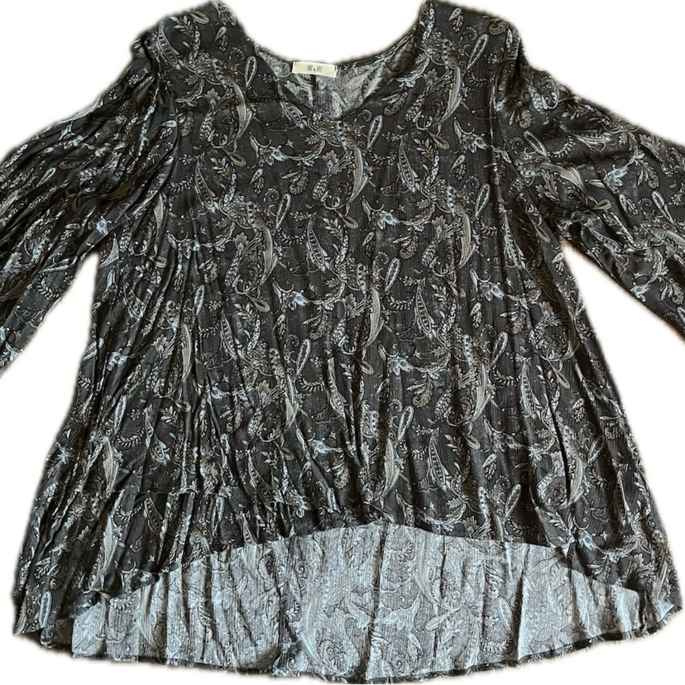 Jade by Jane Paisley Women's Blouse in Browns & Gray. Size 1XL - Picture 3 of 8